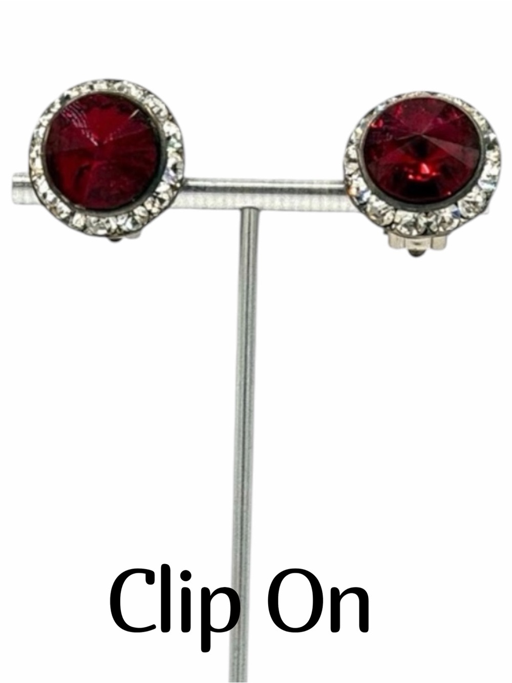 Vintage Jimmy Crystal Genuine Austrian Crystal Red & Clear Clip-on Earrings
